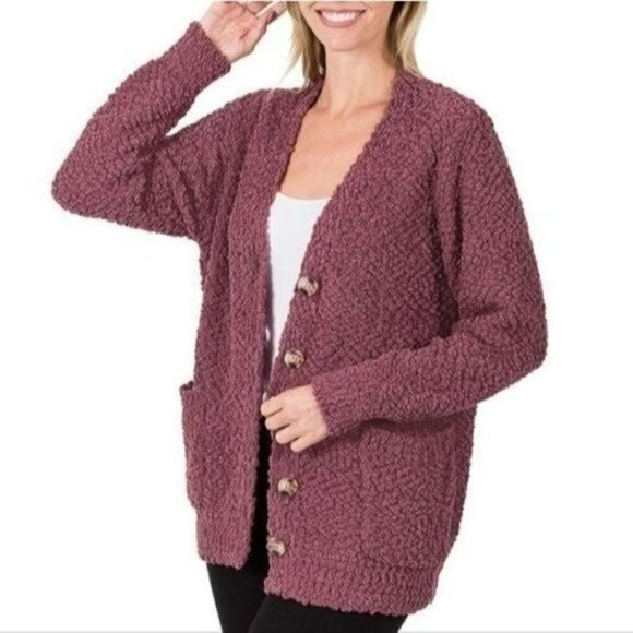 Zenana Purple Knit Cardigans 1X - Picture 1 of 4